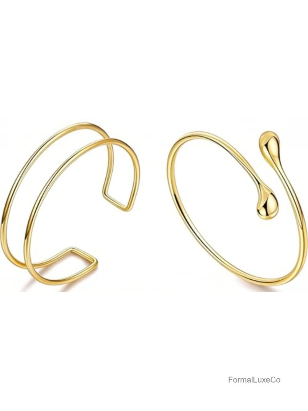 Minimalist Swirl Upper Arm Cuff Bracelets Set of 2 Adjustable Open Bangle